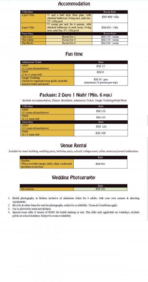 Accommodation Pricing for Website copy